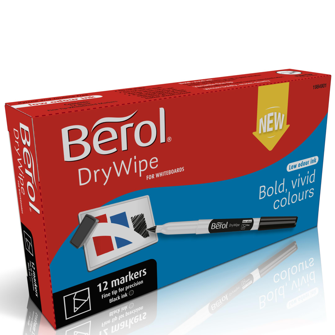 BEROL DRYWIPE PEN FINE BLK TK12