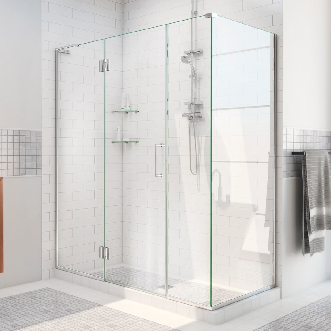 DreamLine Unidoor-X 47 1/2 inch W x 30 3/8 inch D x 72 inch H Frameless Hinged Shower Enclosure in Chrome