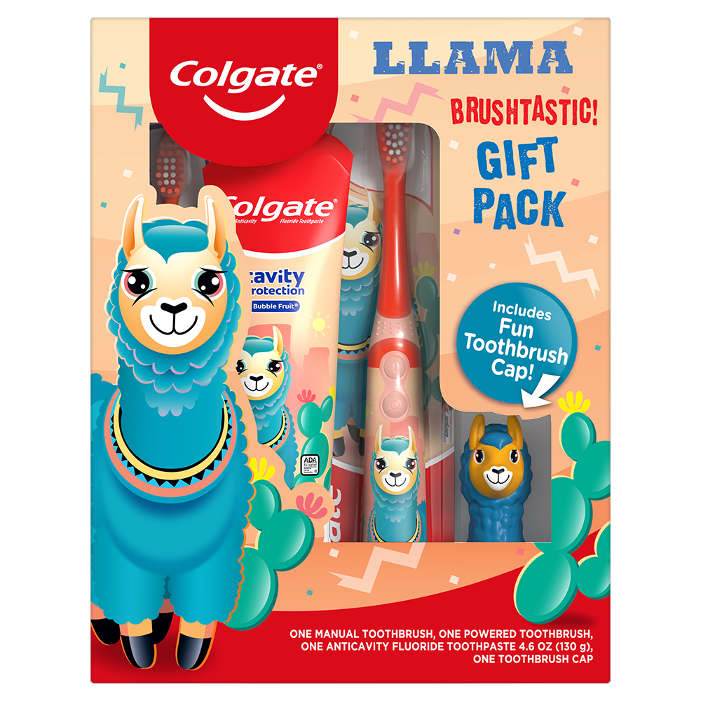 Colgate Kids Toothbrush Set with Toothpaste, Llama Gift Pack