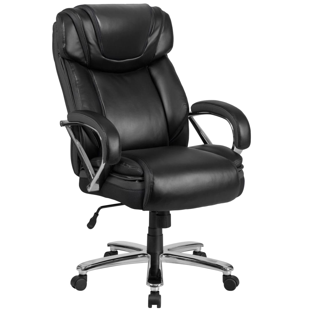HERCULES Series Big &amp; Tall 500 lb. Rated Black LeatherSoft Executive Swivel Ergonomic Office Chair with Extra Wide Seat