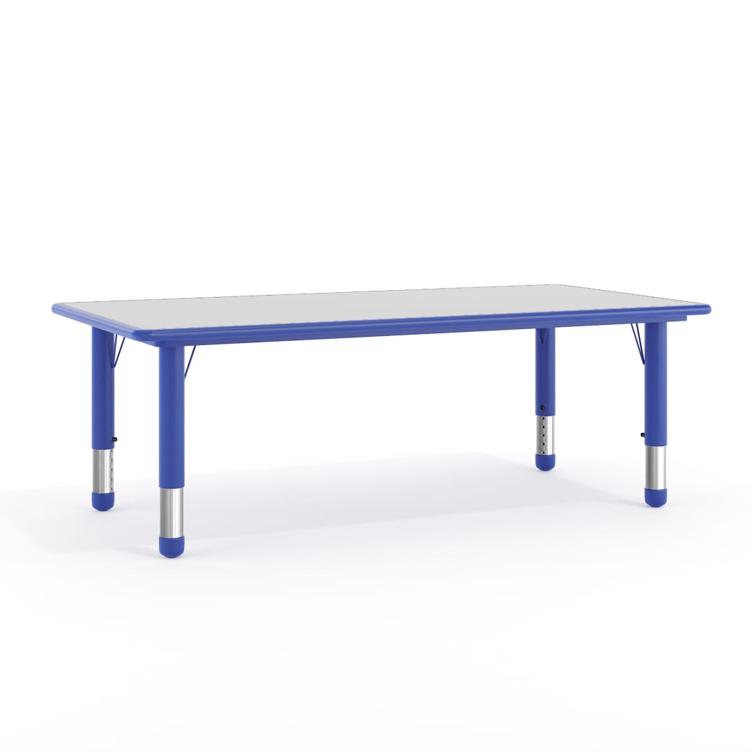 Wren Adjustable Height Kids Activity Table, Blue/Gray Plastic, 23.6"W x 47.25"L, Rectangular, Table Only
