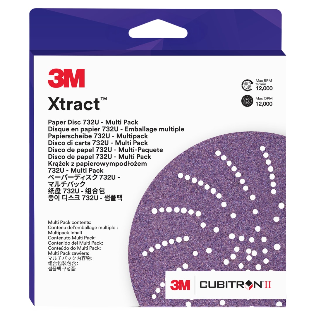 3M Xtract™ Cubitron™ II Kağıt Disk 732U, 11191, Multi-Grade (240+ - 1000+), 152.4 mm, Die 600LG, 20 ea/Case, MP