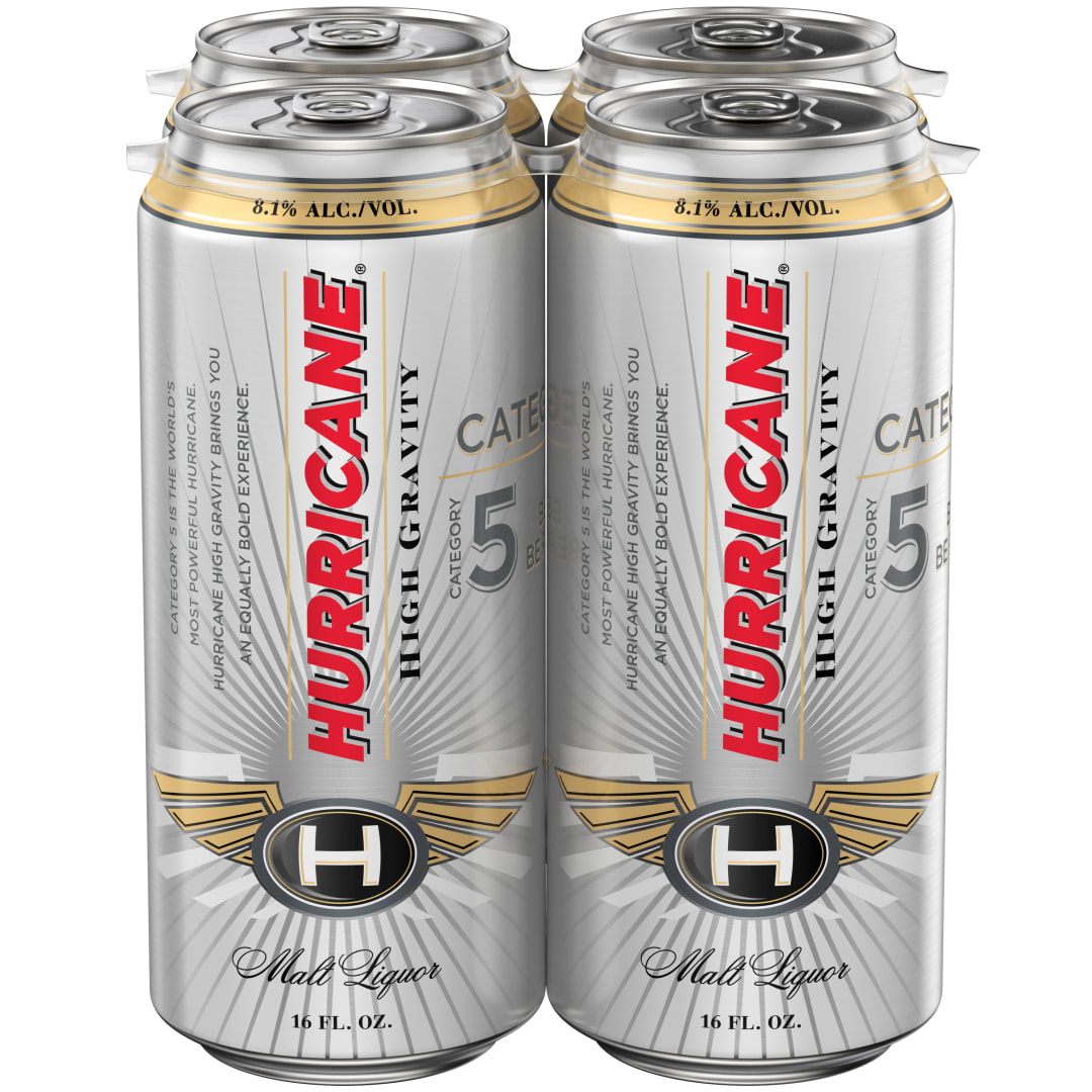 Hurricane High Gravity Malt Liquor, 4 Pack 16 fl. oz. Cans, 8.1% ABV