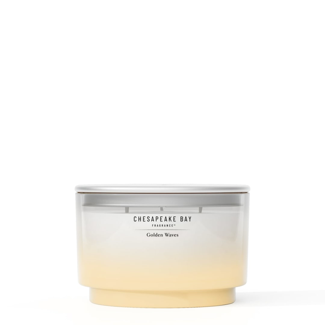 Chesapeake Bay Candle 14.5oz | Golden Waves Scent |Exclusive Mood Evoking Fragrance |Sea Glass-Inspired Jar | Premium Soy Blend Wax with Essential Oils | Coastal Fragrance for Home Dcor or Gifting