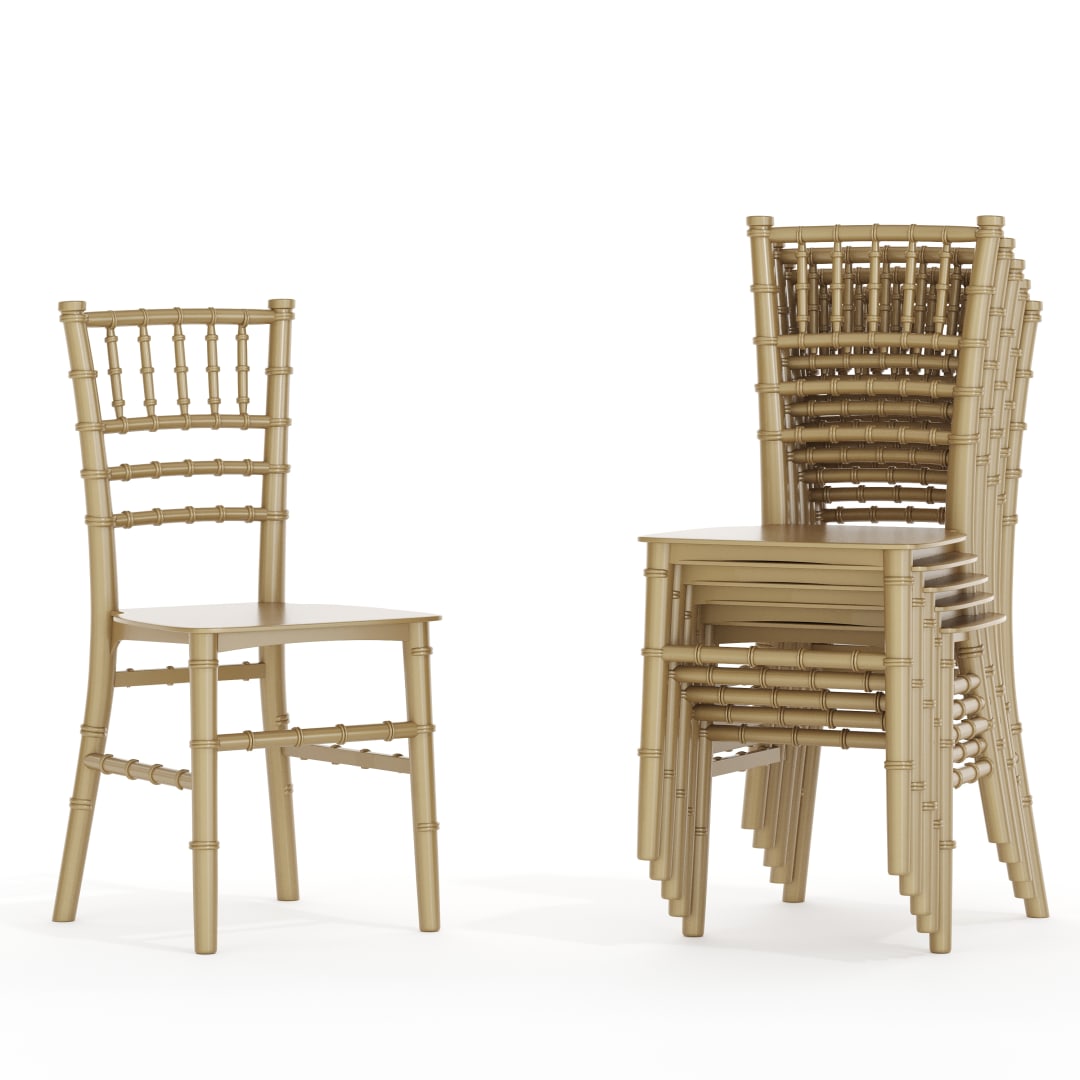 HERCULES Set of 6 Child Size Gold Chiavari Chairs – Durable Resin Kids Chair for Weddings, Parties & Everyday Use