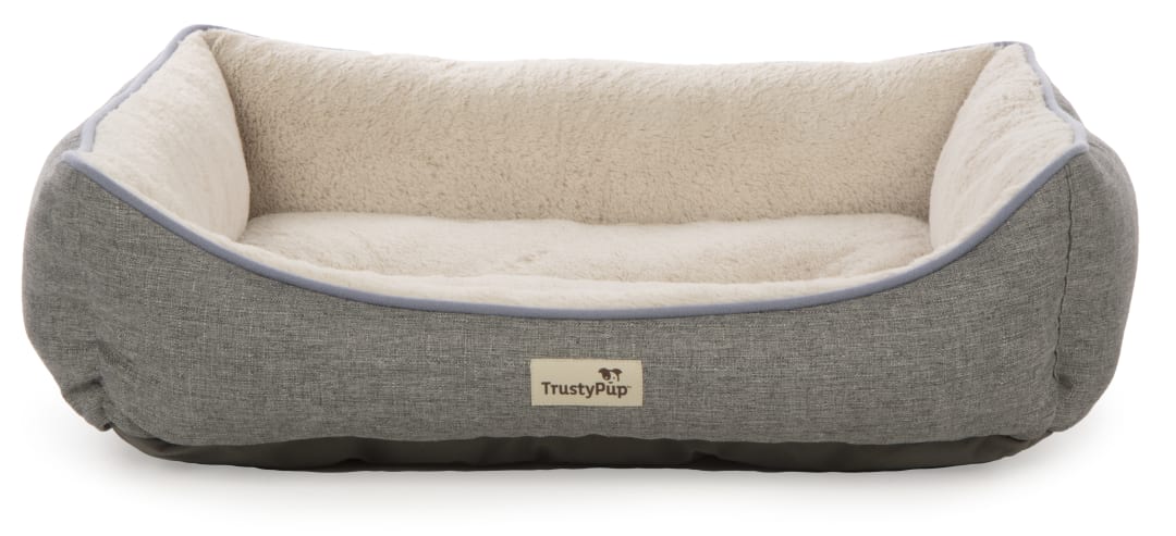 TrustyPup Cuddle Caress Bolstered Cuddler Supportive Pet Bed - Gray, Medium