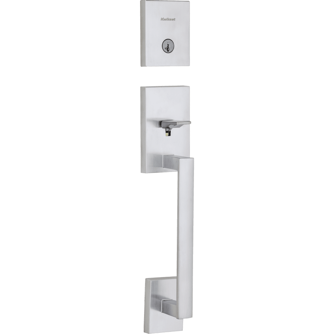 San Clemente Single Cylinder Handleset in Satin Chrome featuring SmartKey Security