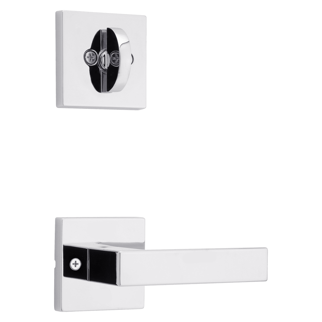 966 Single Cylinder Interior Pack w/ Square Rose Singapore Lever Handlesets in Polished Chrome