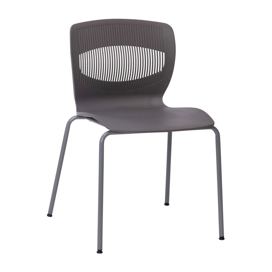 HERCULES Series Commercial Grade 770 lb. Capacity Ergonomic Stack Chair with Lumbar Support and Silver Steel Frame - Gray
