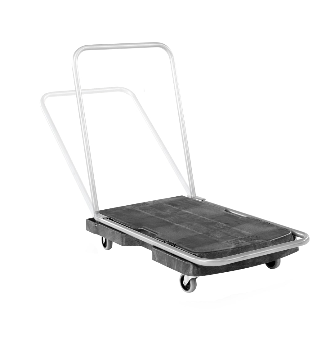 Triple Trolley with Straight Handle, Utility Duty with 3 In Casters, Black