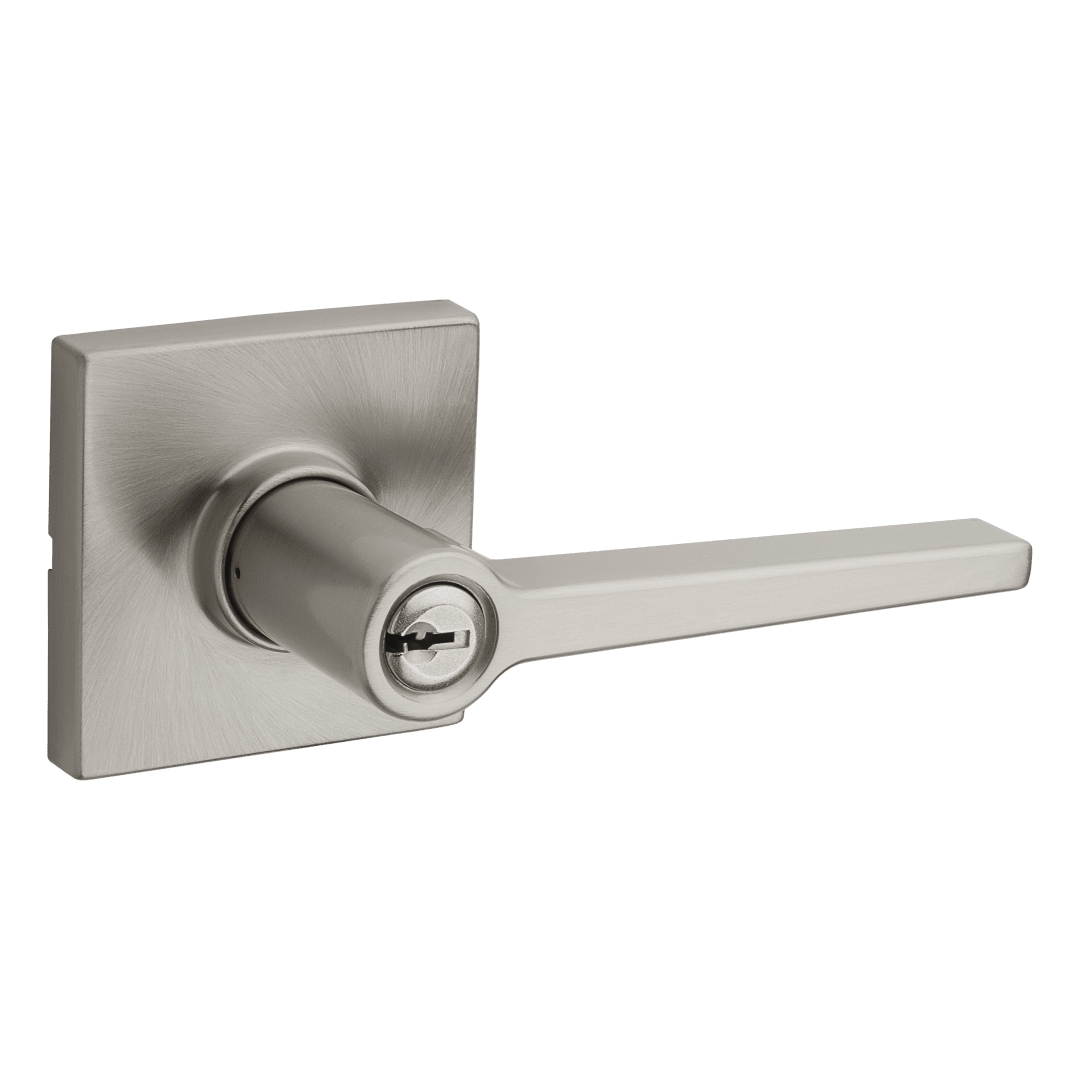 Daylon Entry Lever with Square Trim in Satin Nickel