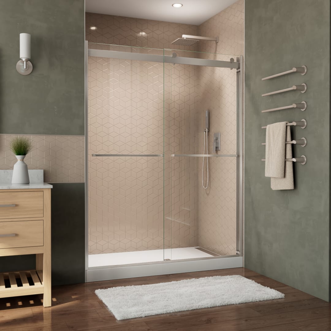 DreamLine Essence-H 56 - 60 inch W x 76 inch H Semi-Frameless Bypass Shower Door in Brushed Nickel