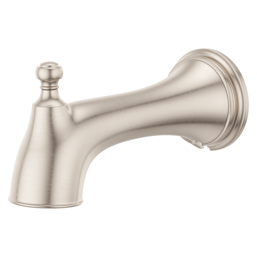 Transitional Round Tub Spout with Diverter in Brushed Nickel