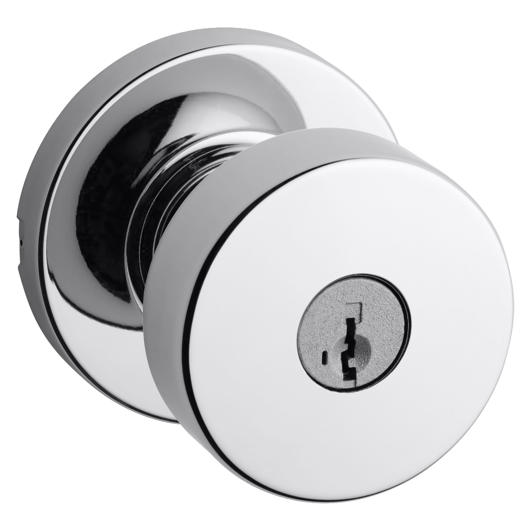 Pismo Keyed Entry Knob in Polished Chrome featuring SmartKey Security