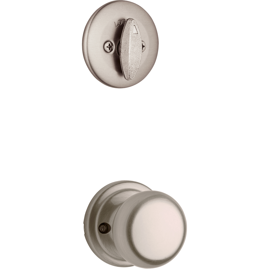 604 Single Cylinder Interior Pack w/Hancock Knob for Kwikset Series Handlesets in Satin Nickel