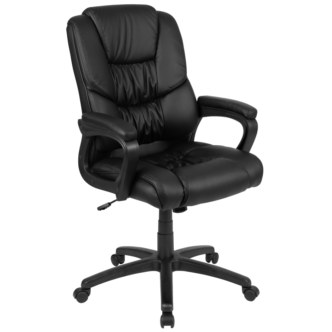 Flash Fundamentals Big &amp; Tall 400 lb. Rated Black LeatherSoft Swivel Office Chair with Padded Arms