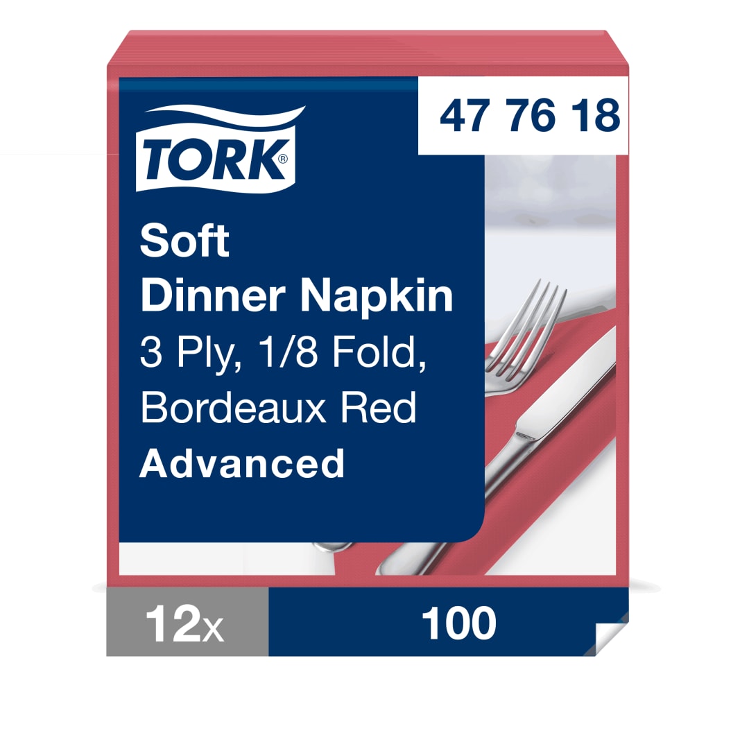 Tork Soft Bordeaux Red Dinner Napkin 1/8 Folded
