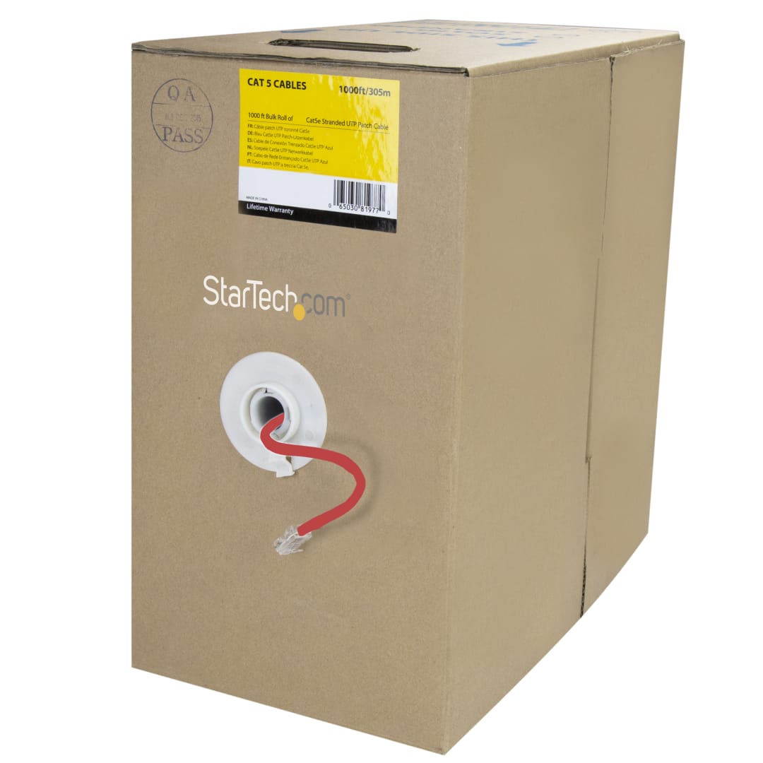 Cat 5e 350 MHz Red Patch Cable - 1000ft