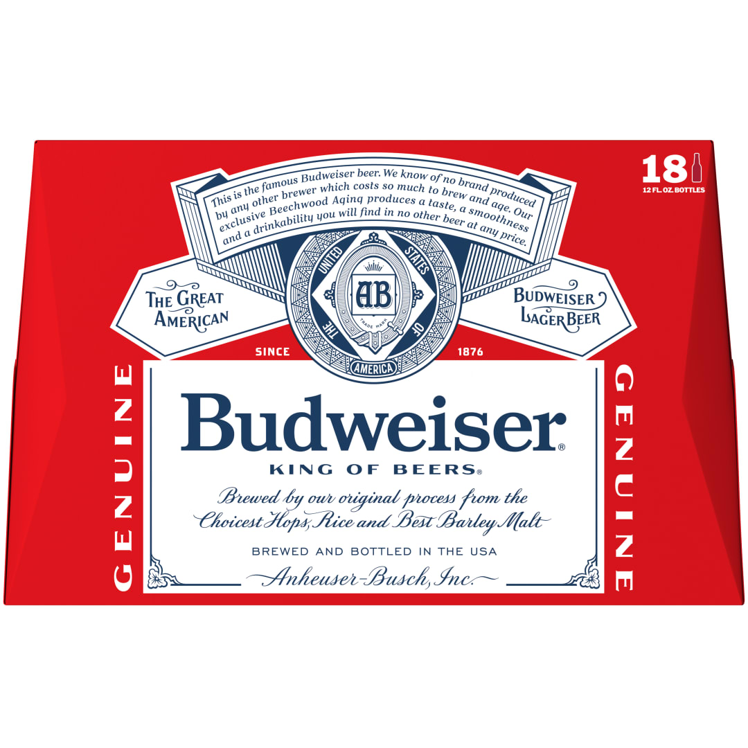 Budweiser American Lager Beer 18 Pack, 12 fl oz Bottles