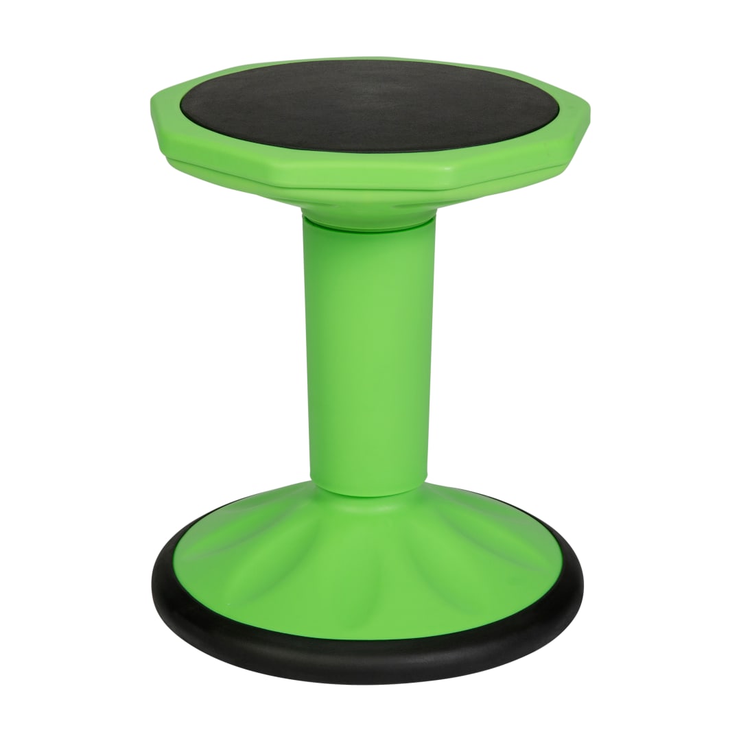 Lucas Fixed Height Kids Flexible Active Stool for Classroom and Home with Non-Skid Bottom in Green, 16" Seat Height