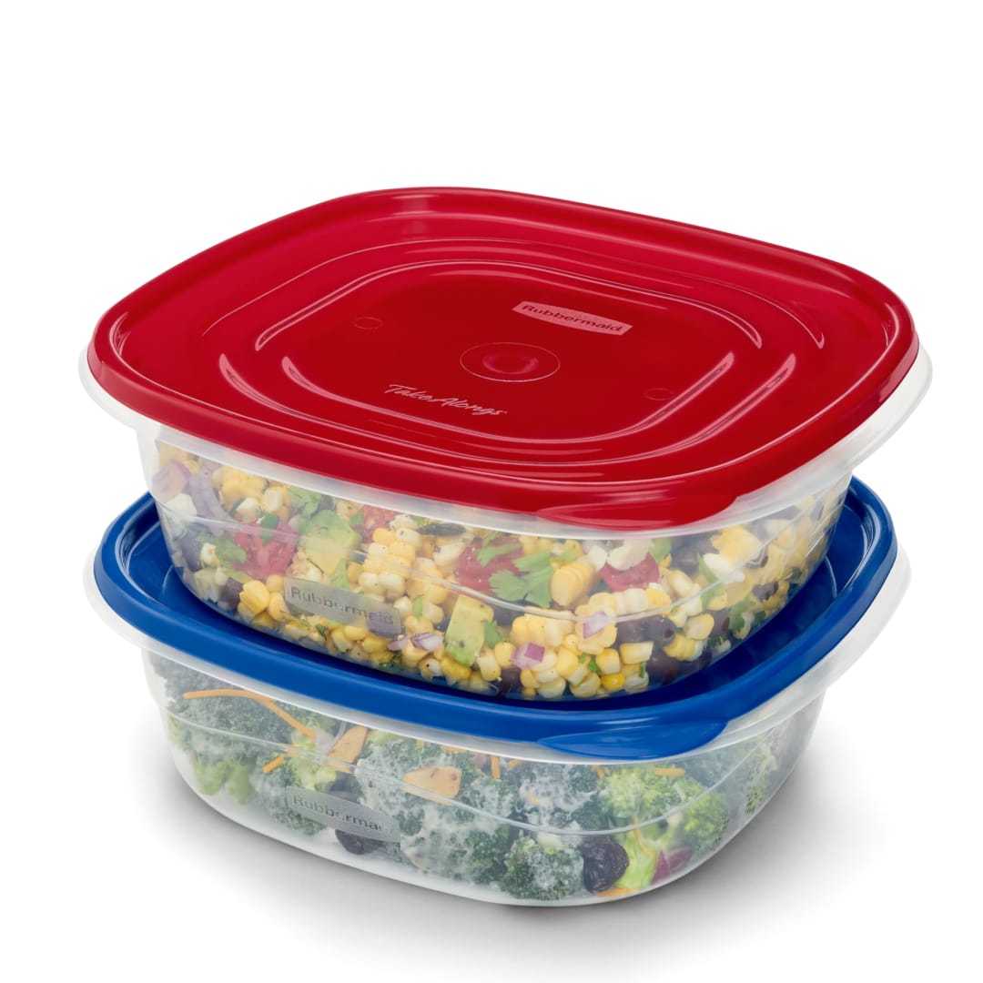Rubbermaid TakeAlongs Special-Edition Americana 11.7-Cup Square Food Storage Containers with Lids, 2-Pack, Snack Containers, QuikClik Seal, Ridged Lids, BPA-Free