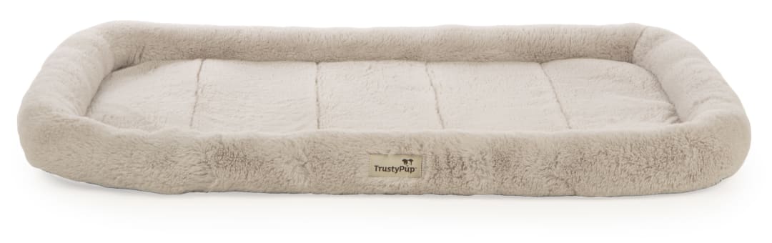TrustyPup Quilted Crate Bolstered Mat Dog Bed, Ideal for Crates - Beige, Large