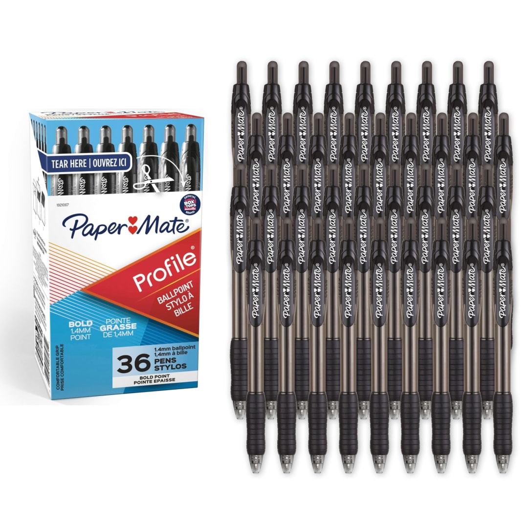 Paper Mate® Profile® Retractable Ballpoint Pens, Bold Point (1.4mm), Black, 36 Count
