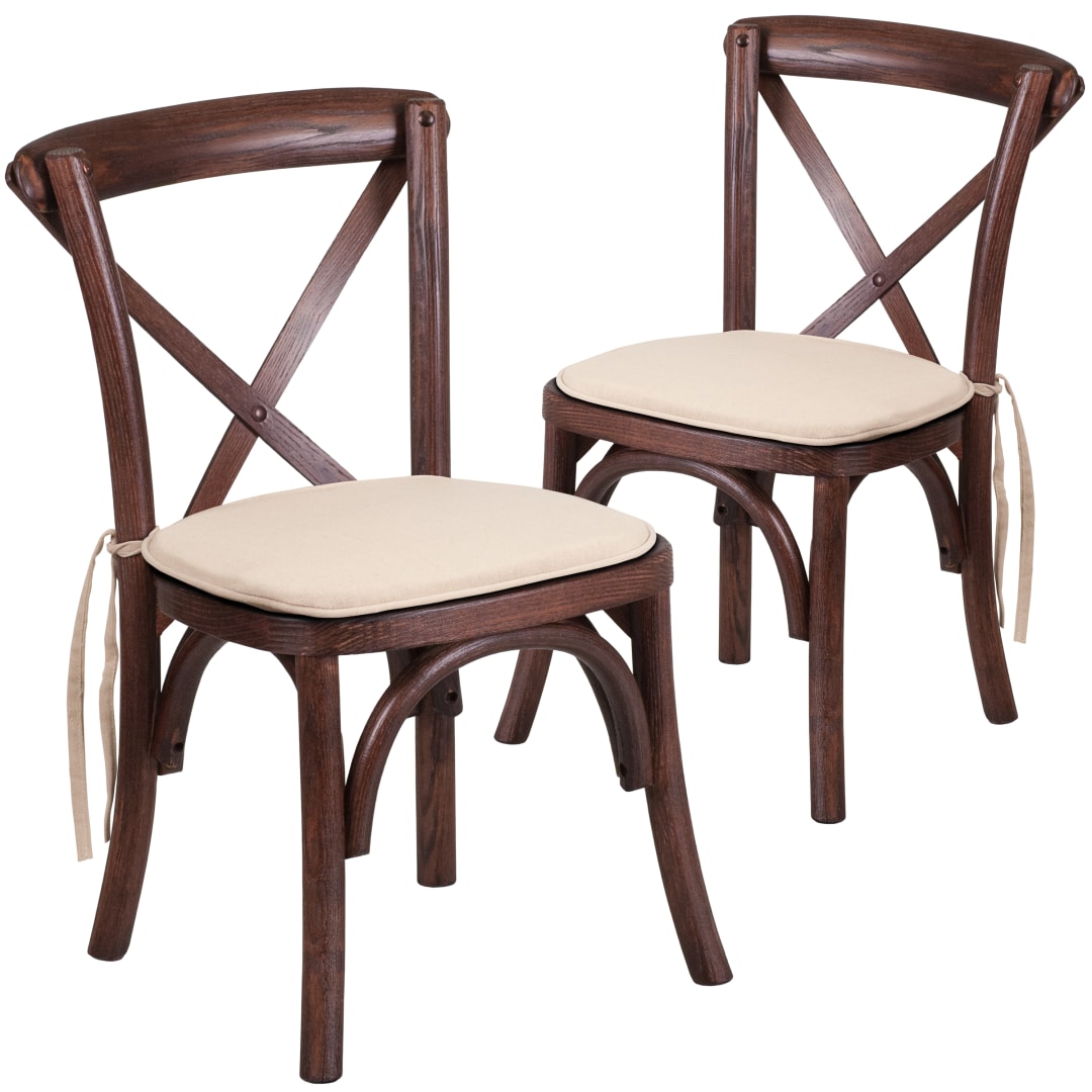 2 Pk. HERCULES Series Kids Mahogany Cross Back Chair with Cushion