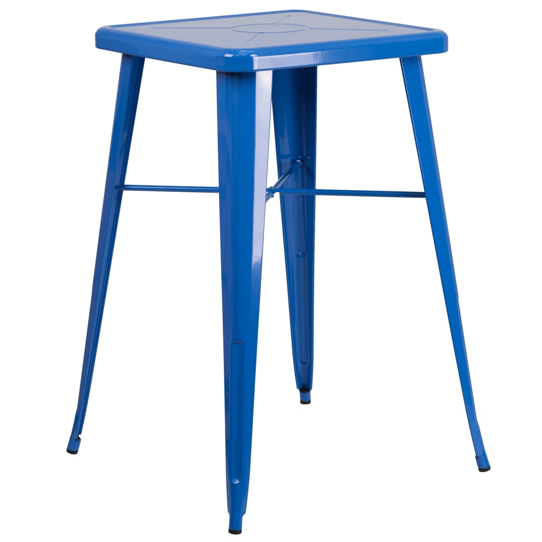 Aaron Commercial Grade 23.75" Square Blue Metal Indoor-Outdoor Bar Height Table