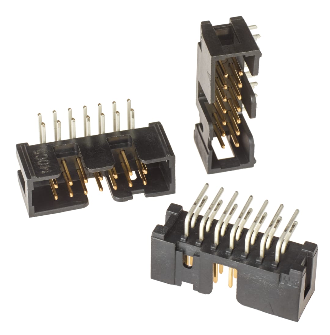 3M™ N2514-5002 RB, Wannenstiftstecker, Low Profile, 90° abgewinkelt, 14-polig, 2,54 mm, 0,76 µm Au, Schwarz