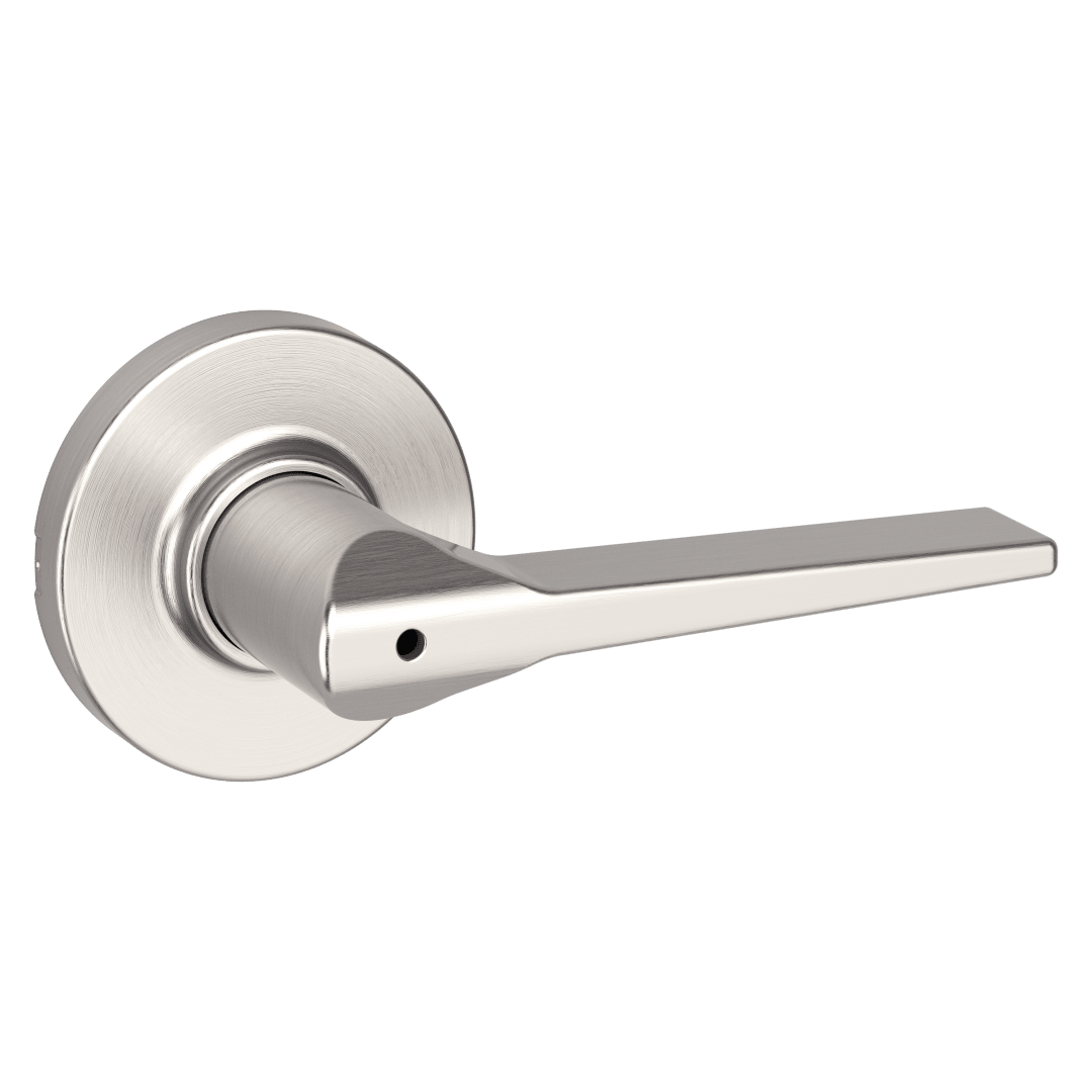 Hollis Round Bed/Bath Lever in Satin Nickel with Microban Protection