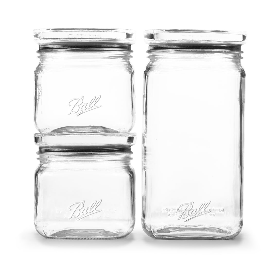 Ball® Stack & Store Jars, Glass Storage Jars, Quart and Half Gal., 3 Pack