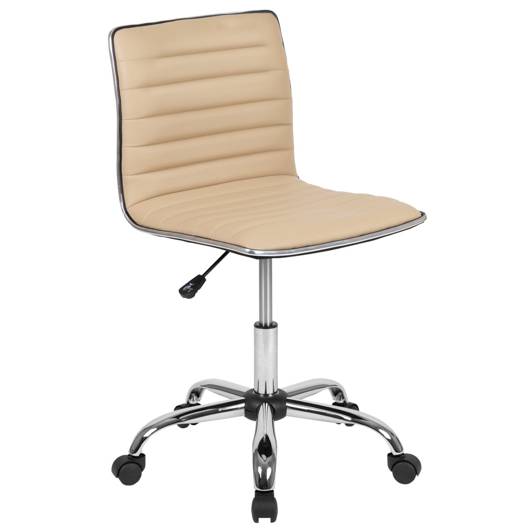 Alan Low Back Designer Armless Tan Ribbed Swivel Task Office Chair