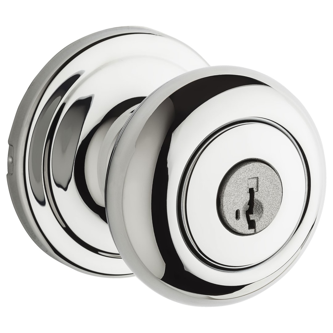 Hancock Keyed Entry Knob in Polished Chrome featuring SmartKey Security