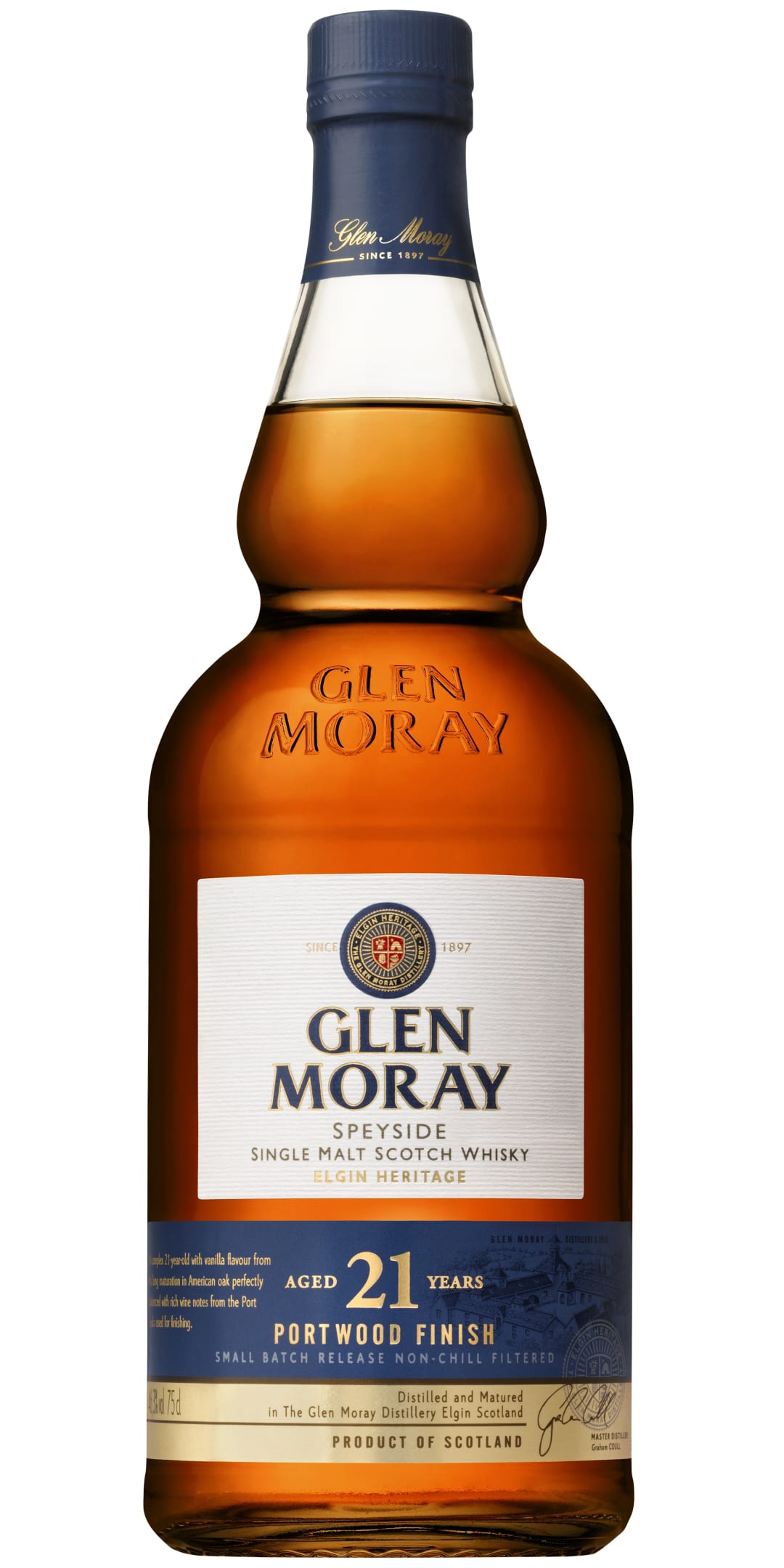 Glen Moray Aged 21 Years Port Wood Finish Single Malt Scotch Whisky 750ml 92.6 Proof