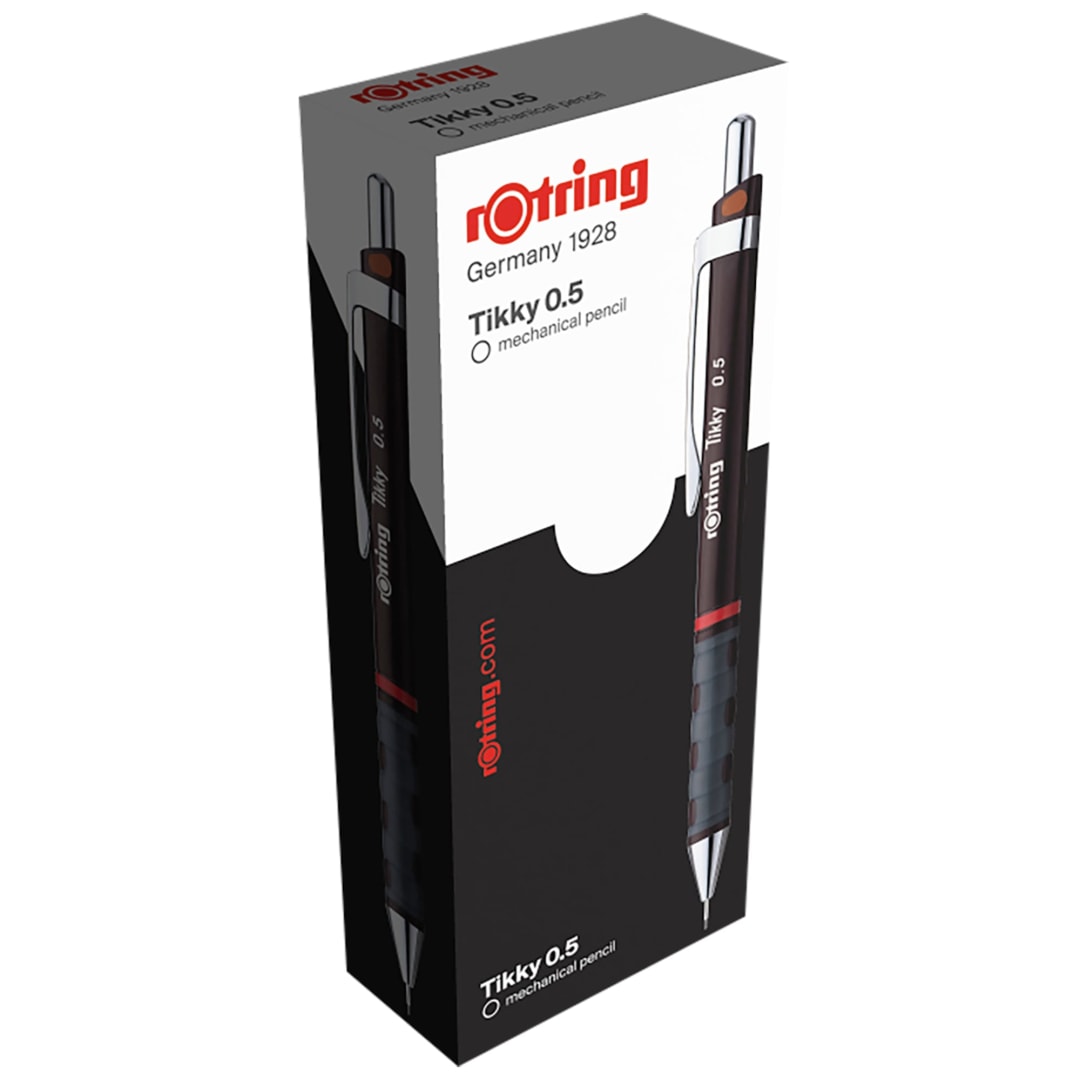 rOtring Tikky Colour-Coded Mechanical Pencils | 0.5 mm | Black Barrel | Box of 12