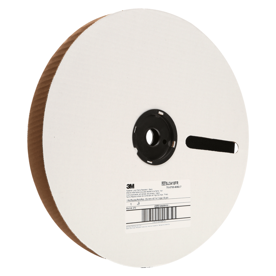 3M™ Aleve Dayanıklı Kancalı Cırt Cırt Bant SJ3418FR, Siyah, 25 mm x 45.7 m, 3.6 mm