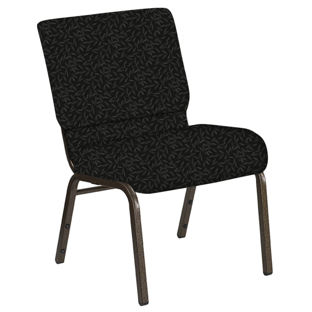 Embroidered 21''W Church Chair in Jasmine Pewter Fabric - Gold Vein Frame