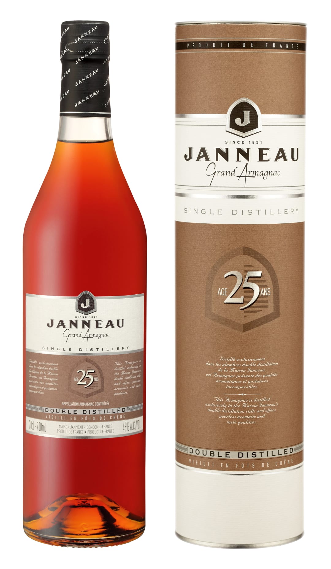 Janneau 25 Year Single Distillery Grand Armagnac 750ml 80 Proof