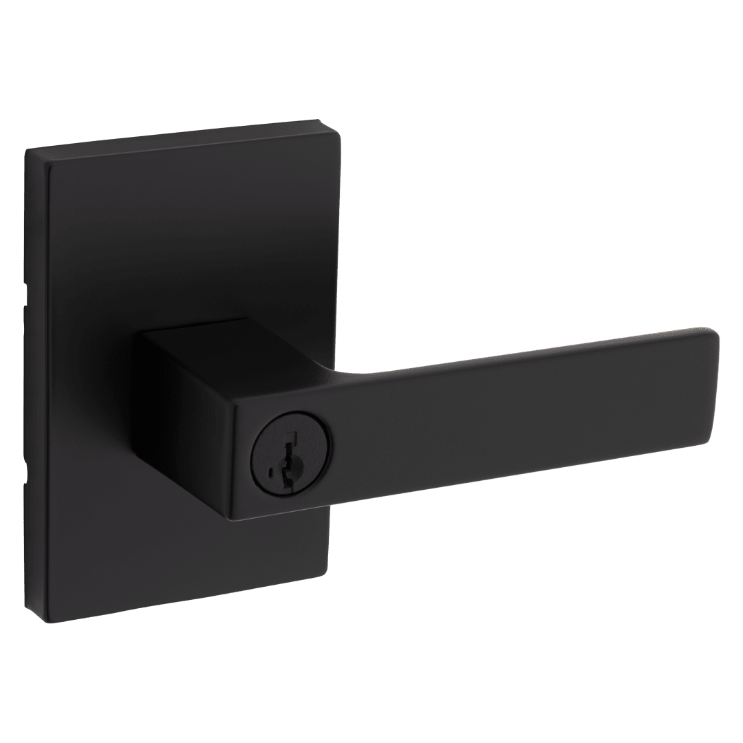 Singapore Keyed Entry Lever featuring SmartKey Security™ in Matte Black