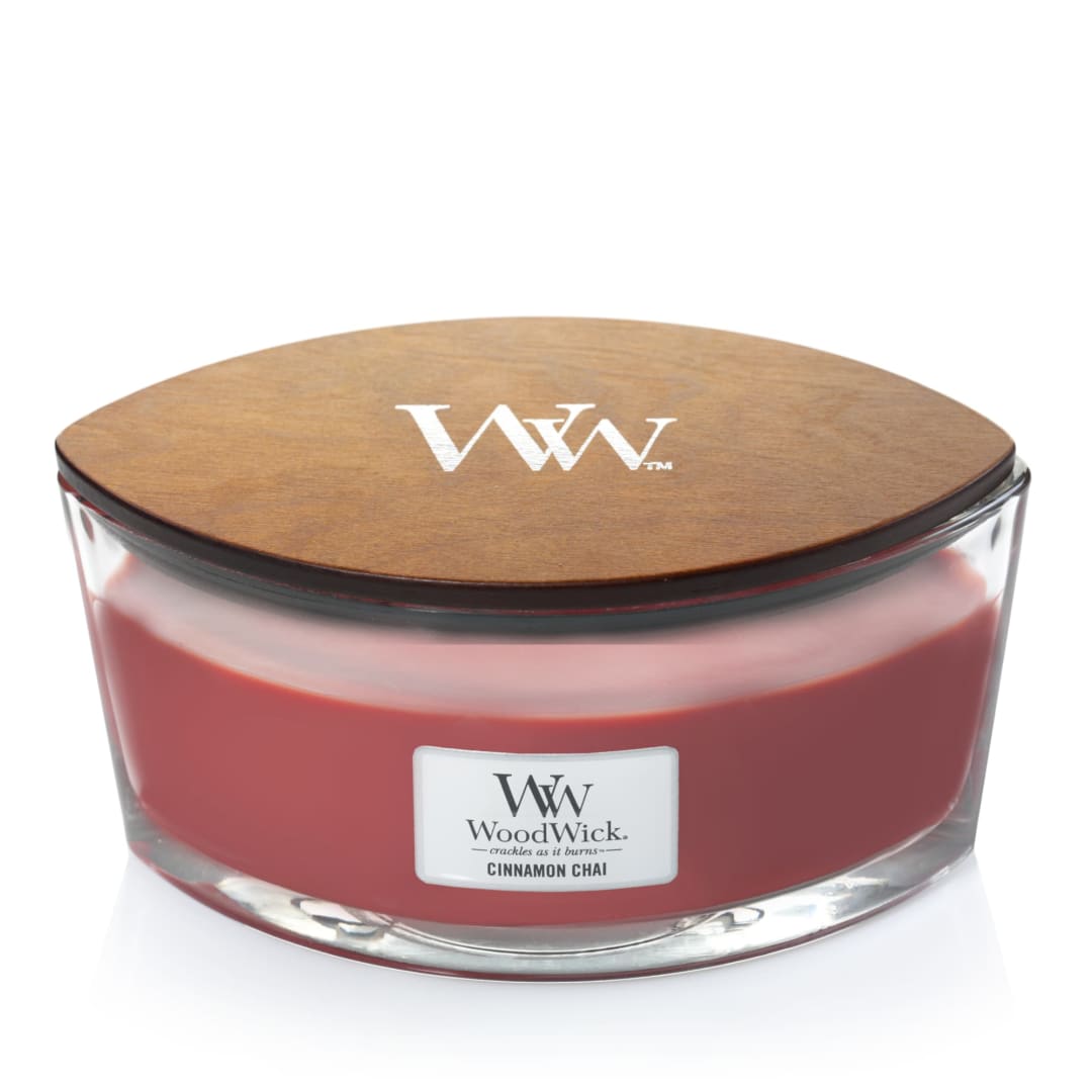 WoodWick® Ellipse Scented Candle | Cinnamon Chai | with Crackling Wick | Burn Time: Up to 50 Hours