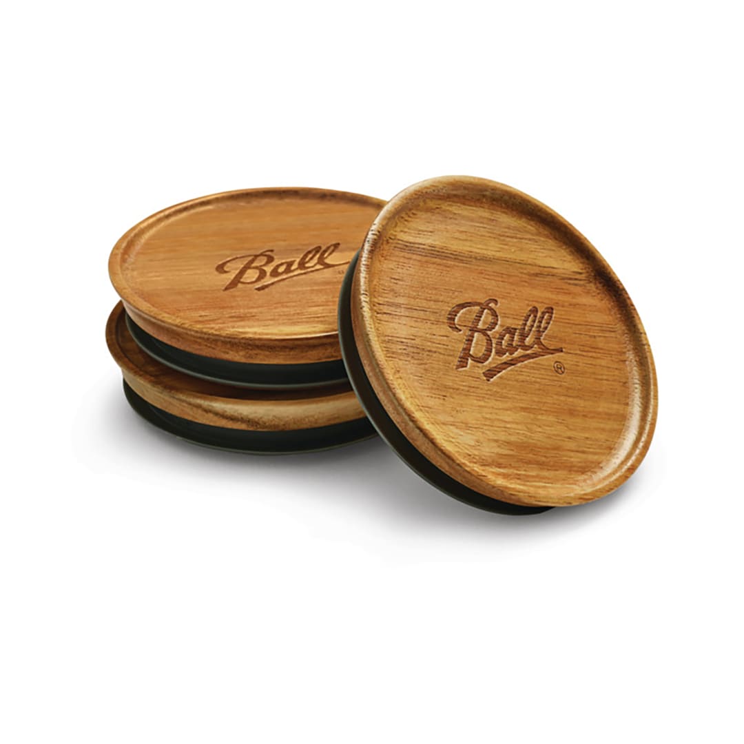 Ball® Wooden Storage Lids, Wide Mouth, Ball® Jar Lids, 3 Pack