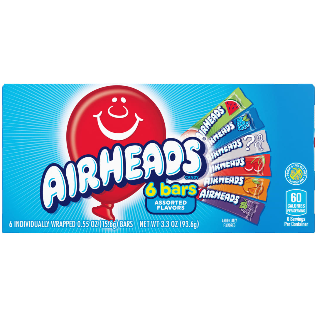 Airheads Bars Assorted Flavors 6 pc Theater Pack