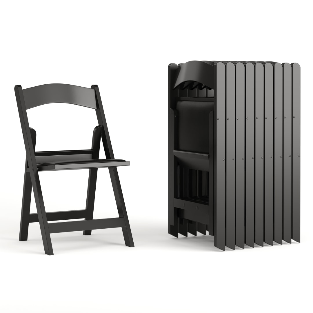 Hercules Folding Chair - Black Resin - 80 Pack 800LB Weight Capacity Comfortable Event Chair - Light Weight Folding Chair