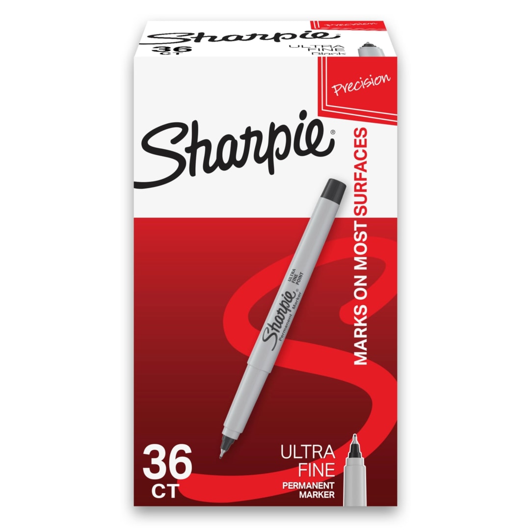 Sharpie® Permanent Markers, Ultra Fine Point, Black, 36 Count