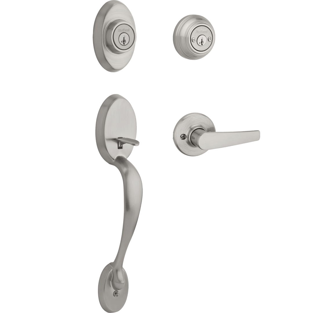 Chelsea Double Cylinder Handleset w/Delta Lever featuring SmartKey Security™ in Satin Nickel