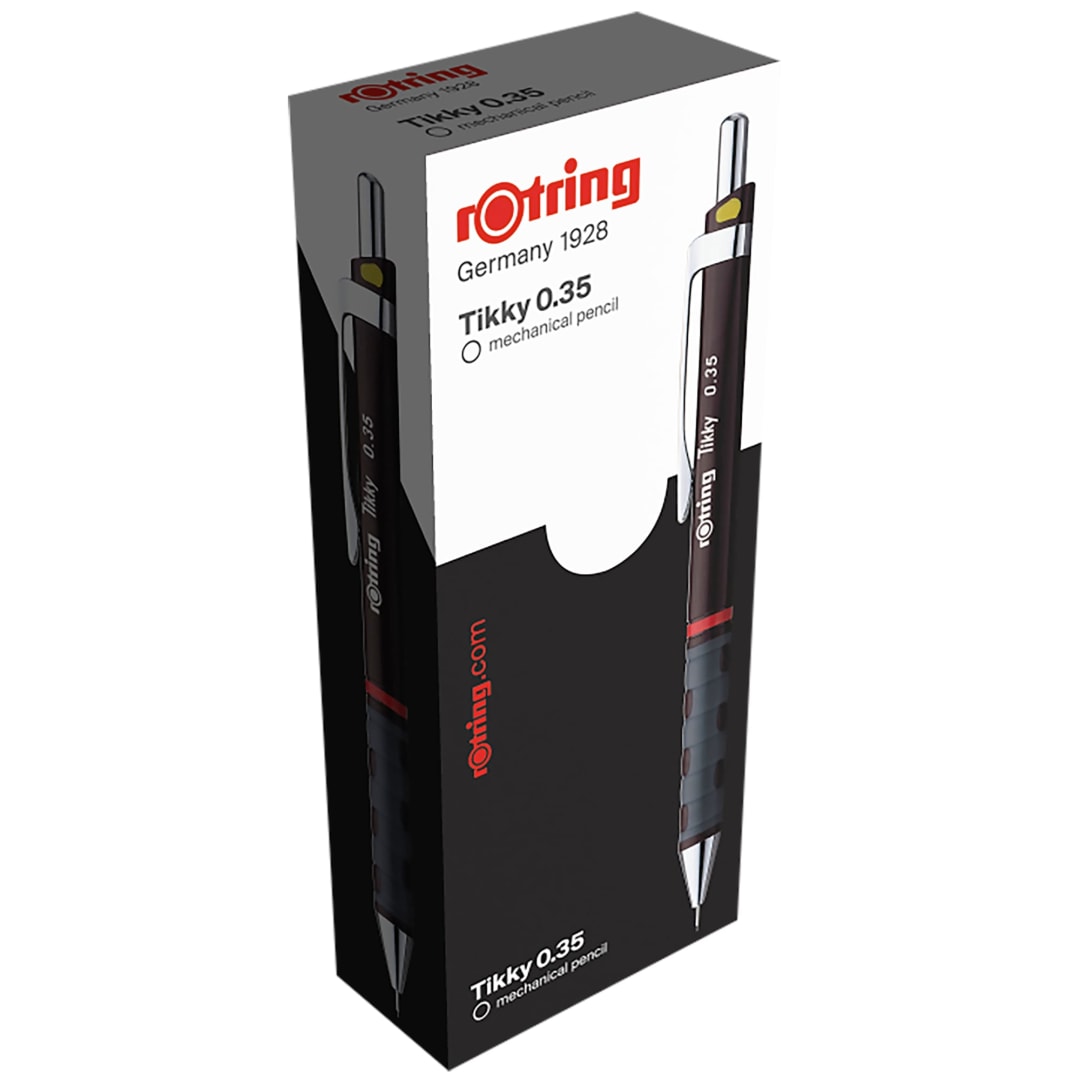 rOtring Tikky Colour-Coded Mechanical Pencils | 0.35mm | Black Barrel | 12 Count