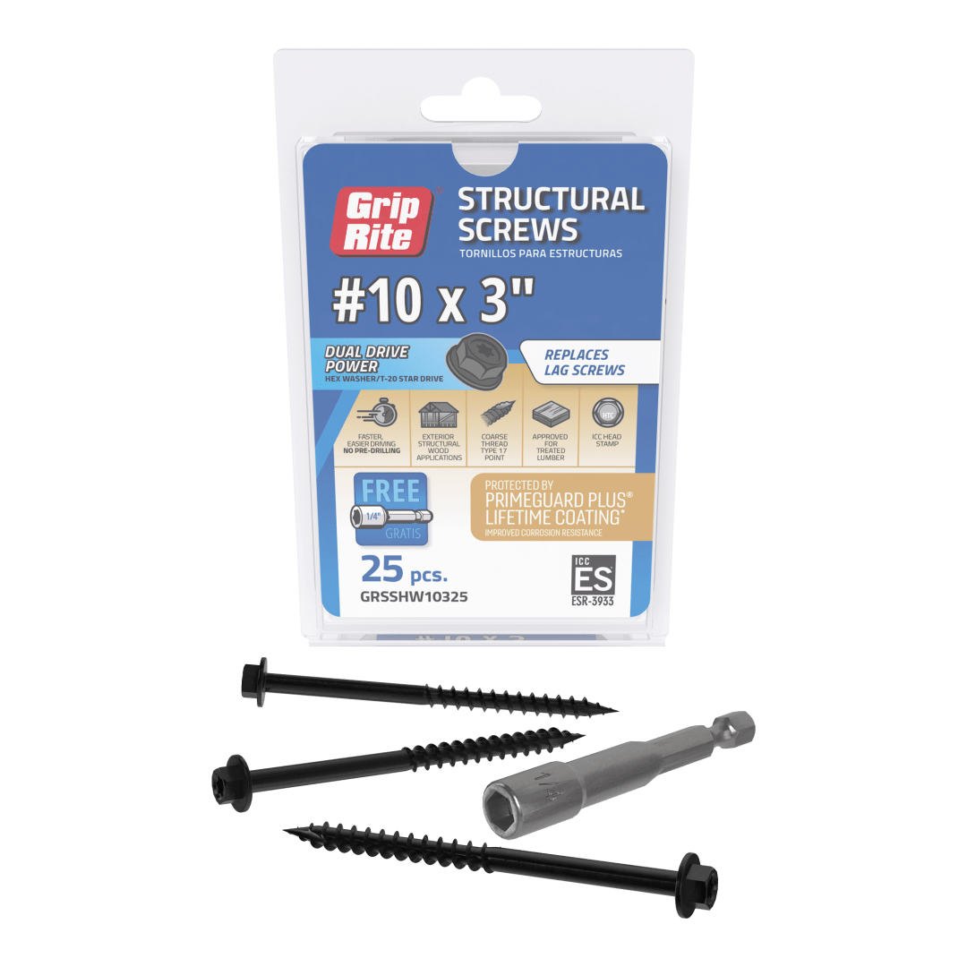 Grip-Rite #10 X 3" Gr Structural Scw Hw 25Pc Hand Drive Structural Screws