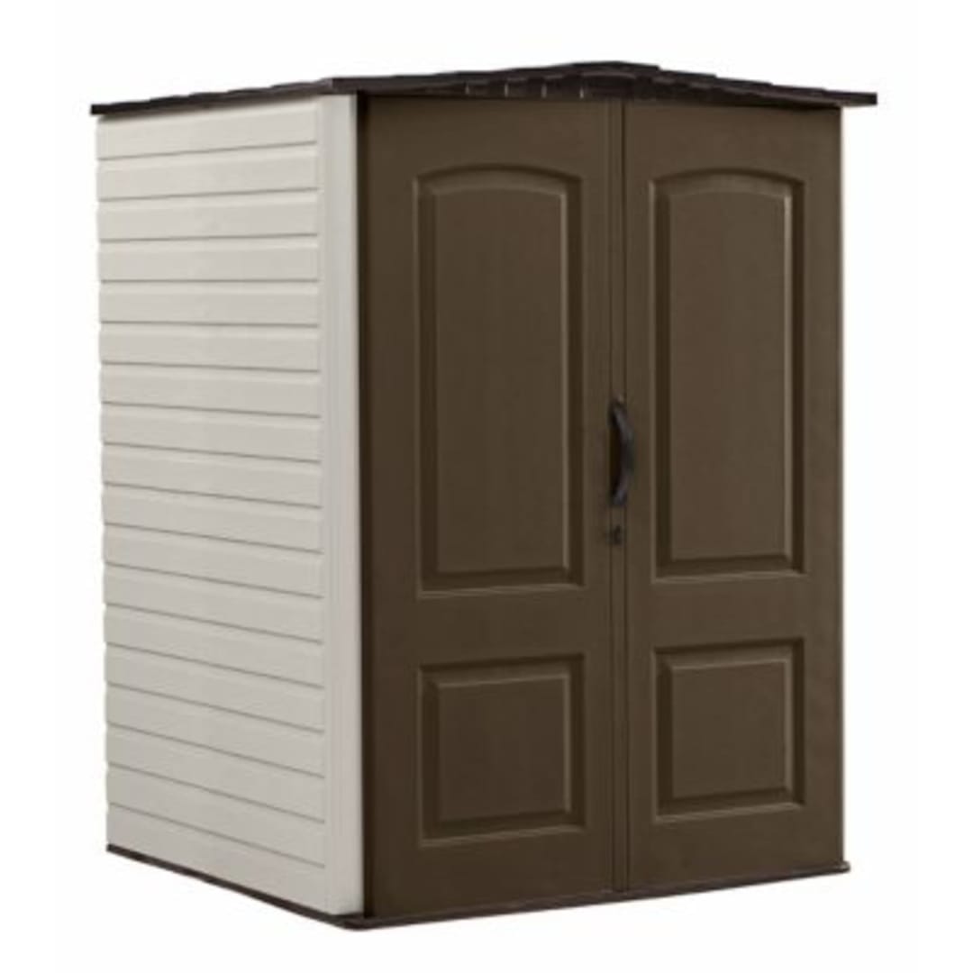 Rubbermaid 4 ft. 4 in. W x 6 ft. 5 in. H x 4 ft. 7 in. D Medium Vertical Resin Shed