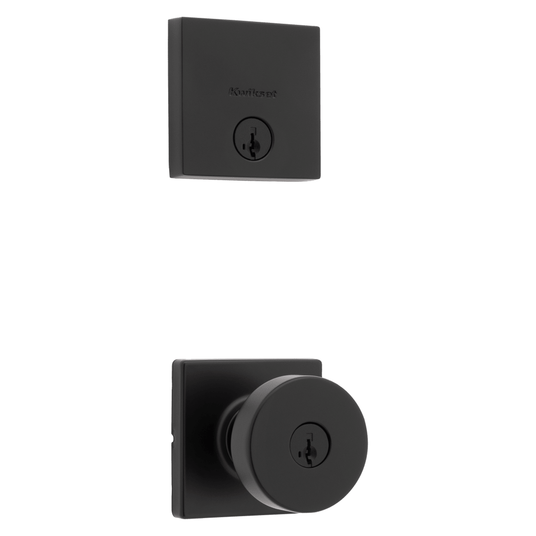 991 Pismo Keyed Entry Lever and Single Cylinder Deadbolt Combo Pack featuring SmartKey Security™ in Satin Nickel